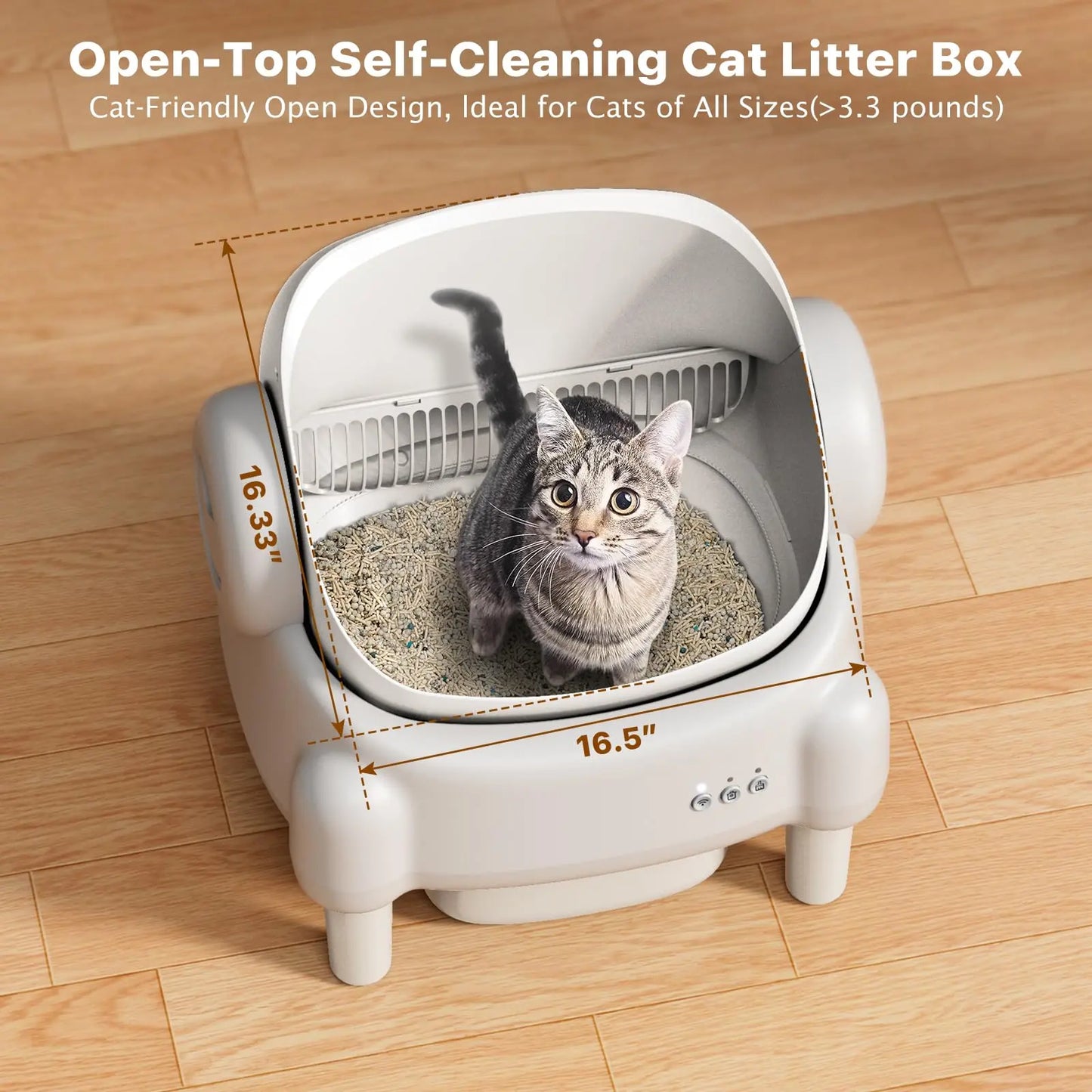 TAYACICY Automatic Self Cleaning Litter Box Open Top with App Control for Multiple Cats 16.5"X16.5" Entrance Dual Safety Tech 10.5L Sealed Waste Bin Leak-Proof Design Cream White - Litterbox(Only Supports 2.4Gwifi) Mothersdaygift#Summervibes#Petlovers