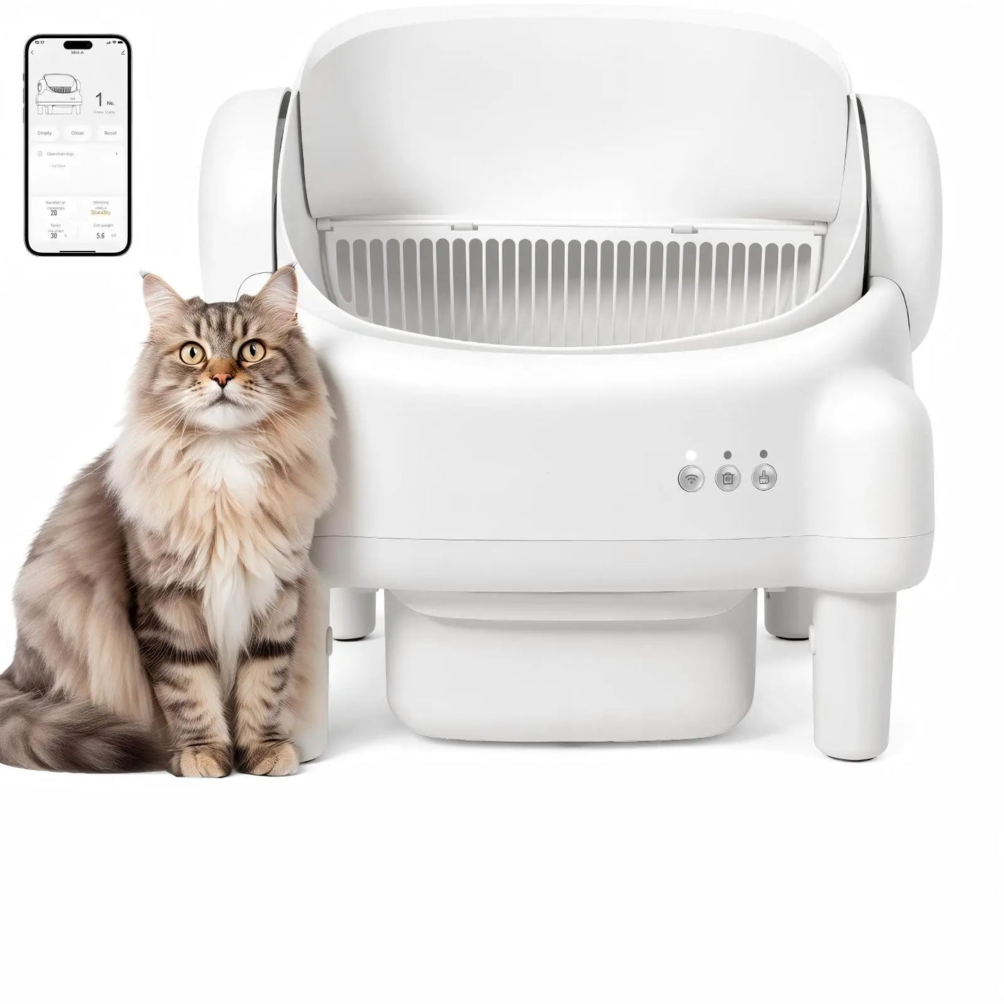 TAYACICY Automatic Self Cleaning Litter Box Open Top with App Control for Multiple Cats 16.5"X16.5" Entrance Dual Safety Tech 10.5L Sealed Waste Bin Leak-Proof Design Cream White - Litterbox(Only Supports 2.4Gwifi) Mothersdaygift#Summervibes#Petlovers