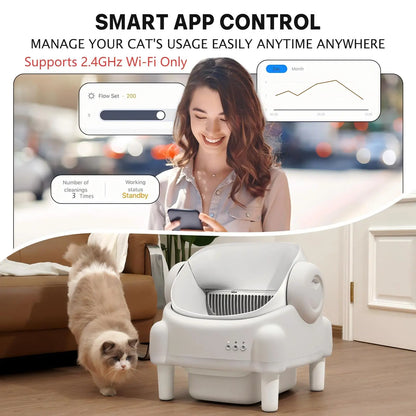 TAYACICY Automatic Self Cleaning Litter Box Open Top with App Control for Multiple Cats 16.5"X16.5" Entrance Dual Safety Tech 10.5L Sealed Waste Bin Leak-Proof Design Cream White - Litterbox(Only Supports 2.4Gwifi) Mothersdaygift#Summervibes#Petlovers