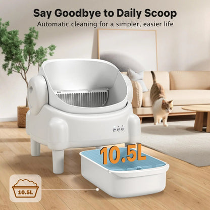 TAYACICY Automatic Self Cleaning Litter Box Open Top with App Control for Multiple Cats 16.5"X16.5" Entrance Dual Safety Tech 10.5L Sealed Waste Bin Leak-Proof Design Cream White - Litterbox(Only Supports 2.4Gwifi) Mothersdaygift#Summervibes#Petlovers