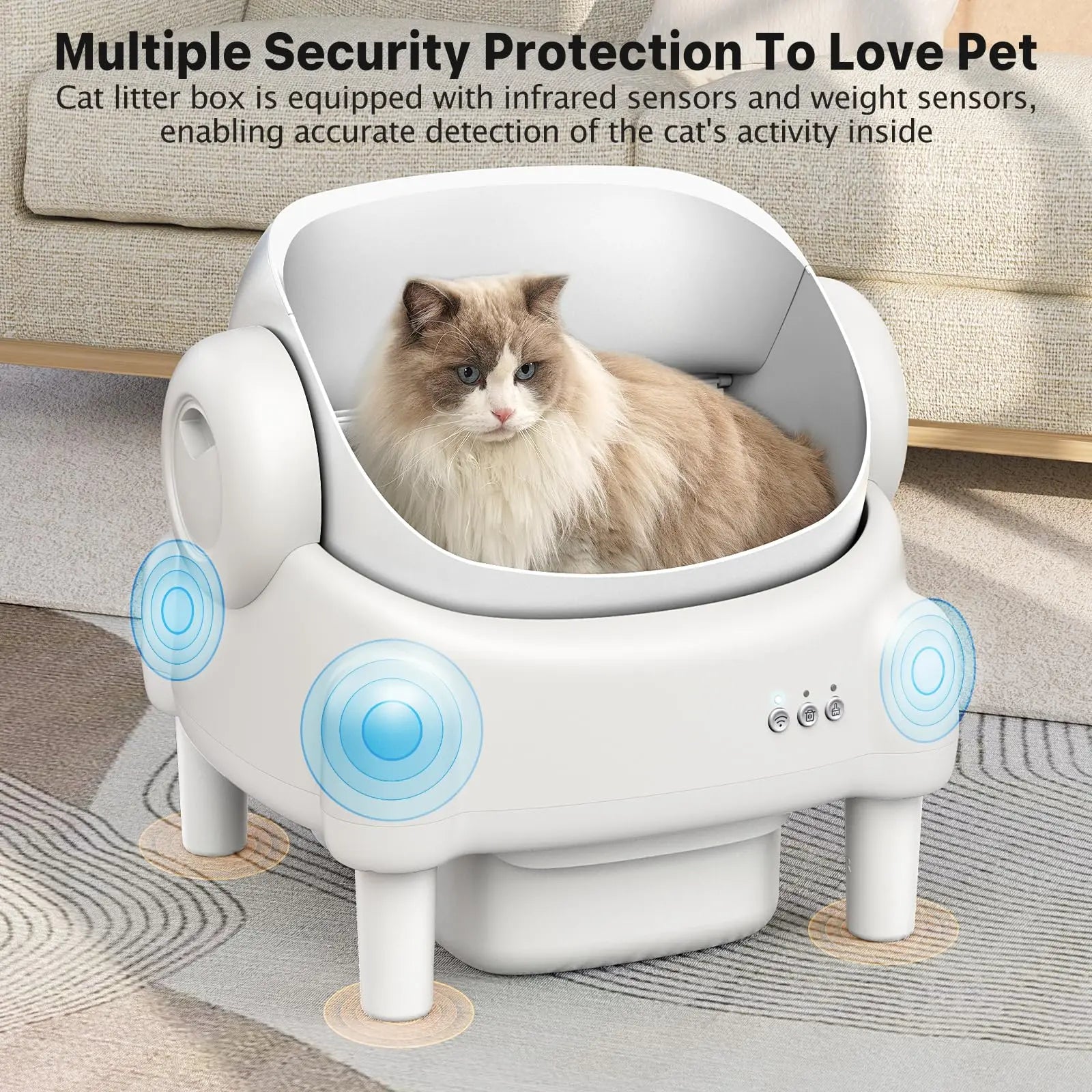TAYACICY Automatic Self Cleaning Litter Box Open Top with App Control for Multiple Cats 16.5"X16.5" Entrance Dual Safety Tech 10.5L Sealed Waste Bin Leak-Proof Design Cream White - Litterbox(Only Supports 2.4Gwifi) Mothersdaygift#Summervibes#Petlovers